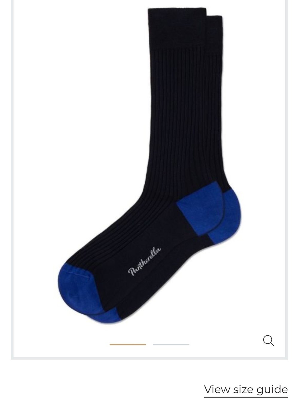 Pantherella Black Dress Socks with Blue Heel and Toe